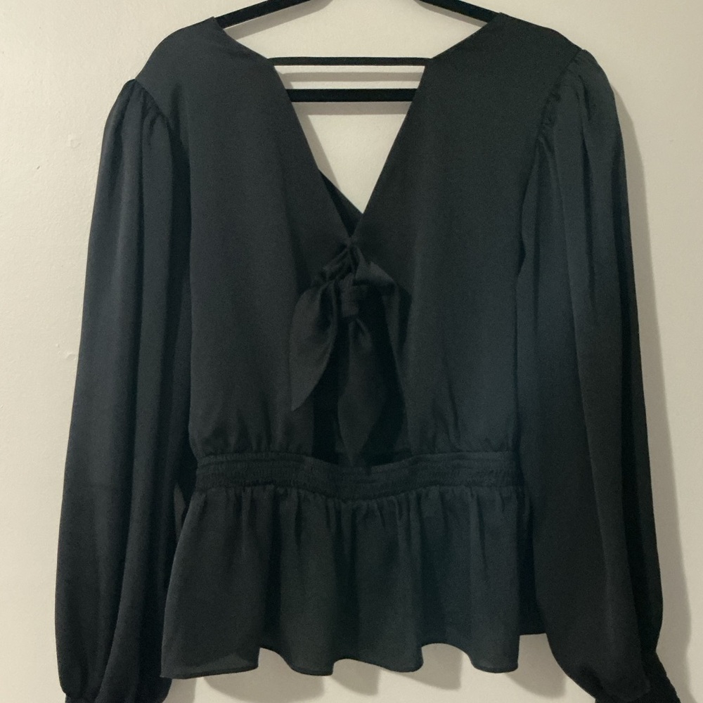 Express Black Blouse with Bow Detail